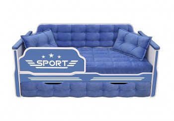 Кровать 180 серии Спорт 1 ящик 85 Синий (подушки) в Табулге - tabulga.mebel54.com | фото