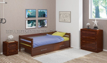 Кровать одинарная ГЛОРИЯ из массива сосны  900*2000 (Орех) в Табулге - tabulga.mebel54.com | фото