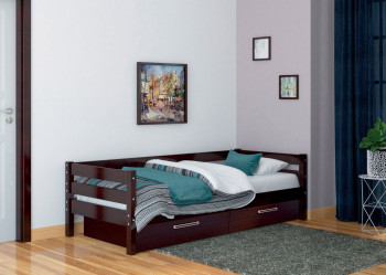 Кровать одинарная ГЛОРИЯ из массива сосны  900*2000 (Орех Тёмный) в Табулге - tabulga.mebel54.com | фото