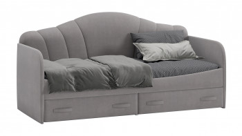 Кровать с мягкой спинкой и ящиками «Сабрина» 900 Светло-серый в Табулге - tabulga.mebel54.com | фото
