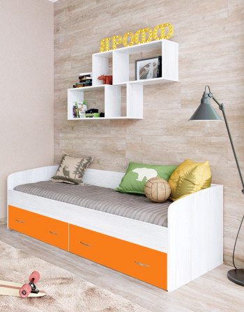 Кровать с выкатными ящиками Винтерберг/Оранжевый в Табулге - tabulga.mebel54.com | фото