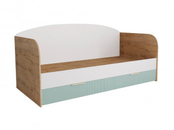 Кровать с ящиками ДКД 2000.1 Лавис (Белый софт/Зеленый софт/корпус Дуб бунратти) в Табулге - tabulga.mebel54.com | фото