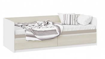 Кровать «Сканди» с 2 ящиками Дуб Гарден/Белый/Глиняный серый в Табулге - tabulga.mebel54.com | фото