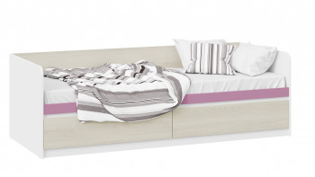 Кровать «Сканди» с 2 ящиками Дуб Гарден/Белый/Лиловый в Табулге - tabulga.mebel54.com | фото
