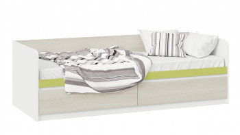 Кровать «Сканди» с 2 ящиками Дуб Гарден/Белый/Зеленый в Табулге - tabulga.mebel54.com | фото