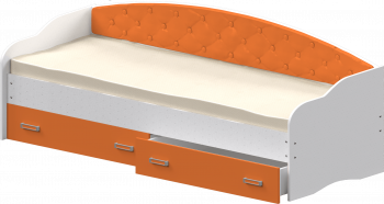 Кровать Софа-7 с мягкой спинкой (800х2000) Белый/Оранжевый в Табулге - tabulga.mebel54.com | фото