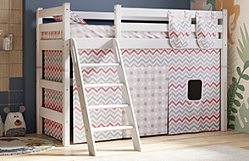 Кровать Соня вариант 6 полувысокая с наклонной лестницей Белый полупрозрачный в Табулге - tabulga.mebel54.com | фото