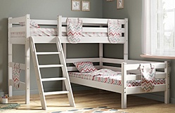 Кровать Соня вариант 8 угловая с наклонной лестницей Белый полупрозрачный в Табулге - tabulga.mebel54.com | фото