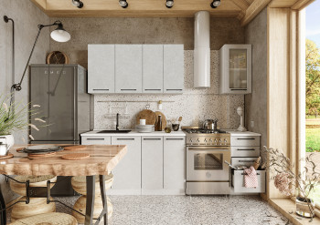 Кухонный гарнитур Нувель 1800мм белый/бетон белый в Табулге - tabulga.mebel54.com | фото