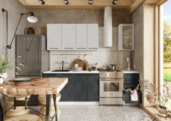 Кухонный гарнитур Нувель 1800мм белый/бетон белый/бетон черный в Табулге - tabulga.mebel54.com | фото