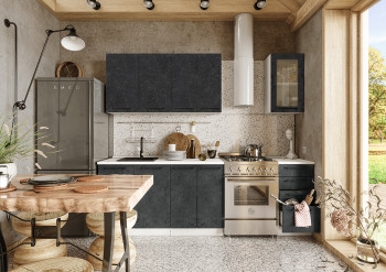 Кухонный гарнитур Нувель 1800мм белый/бетон черный в Табулге - tabulga.mebel54.com | фото