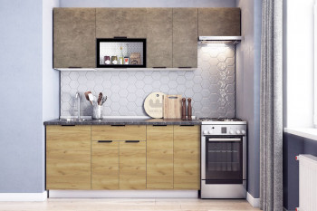 Кухонный гарнитур Стоун 2.2 (белый/камень темно-серый/акация светлая) в Табулге - tabulga.mebel54.com | фото