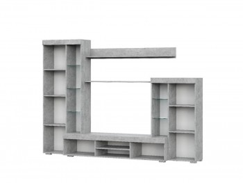 Мебель для гостиной МГС 5 Цемент светлый / Белый в Табулге - tabulga.mebel54.com | фото