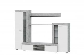 Мебель для гостиной МГС 5 Цемент светлый / Белый в Табулге - tabulga.mebel54.com | фото