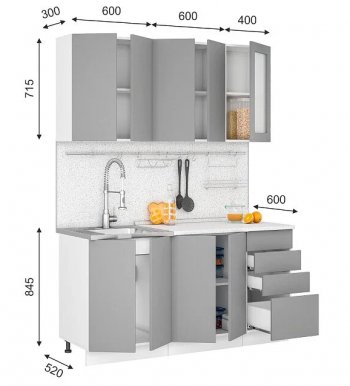 Модульная кухня Норд 1,6 м (Софт даймонд/Камень беж/Белый) в Табулге - tabulga.mebel54.com | фото