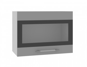 Норд ШВГС 600 Шкаф верхний горизонтальный со стеклом (Софт черный/корпус Белый) в Табулге - tabulga.mebel54.com | фото