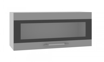 Норд ШВГС 800 Шкаф верхний горизонтальный со стеклом (Софт черный/корпус Белый) в Табулге - tabulga.mebel54.com | фото