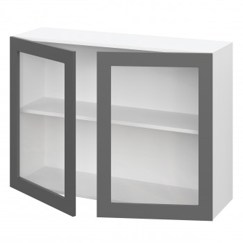 Норд ШВС 1000 Шкаф верхний со стеклом (Софт черный/корпус Белый) в Табулге - tabulga.mebel54.com | фото