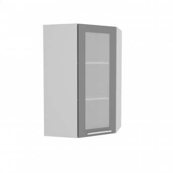 Норд ШВУС 600Н Шкаф верхний угловой (премьер) высокий (Софт черный/корпус Белый) в Табулге - tabulga.mebel54.com | фото