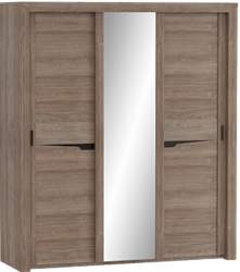 Шкаф трехдверный Соренто с раздвижными дверями Дуб стирлинг/Кофе структурный матовый в Табулге - tabulga.mebel54.com | фото