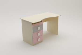 Стол (столешница с выемкой) Грэйси (Розовый/Серый/корпус Клен) в Табулге - tabulga.mebel54.com | фото