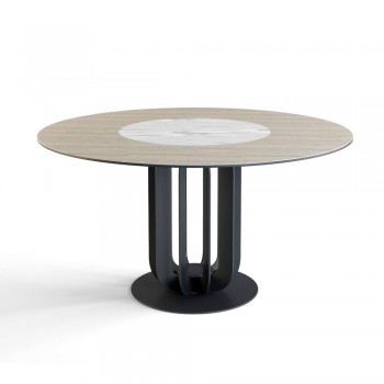 Стол круглый Rotor (160), шпон + керамика светлая в Табулге - tabulga.mebel54.com | фото