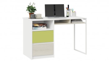 Стол письменный с ящиками «Сканди» Дуб Гарден/Белый/Зеленый в Табулге - tabulga.mebel54.com | фото