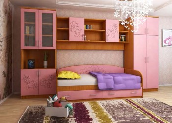 Детская Веселый пони Комплект мебели (Вишня оксфорд/Розовый) в Табулге - tabulga.mebel54.com | фото